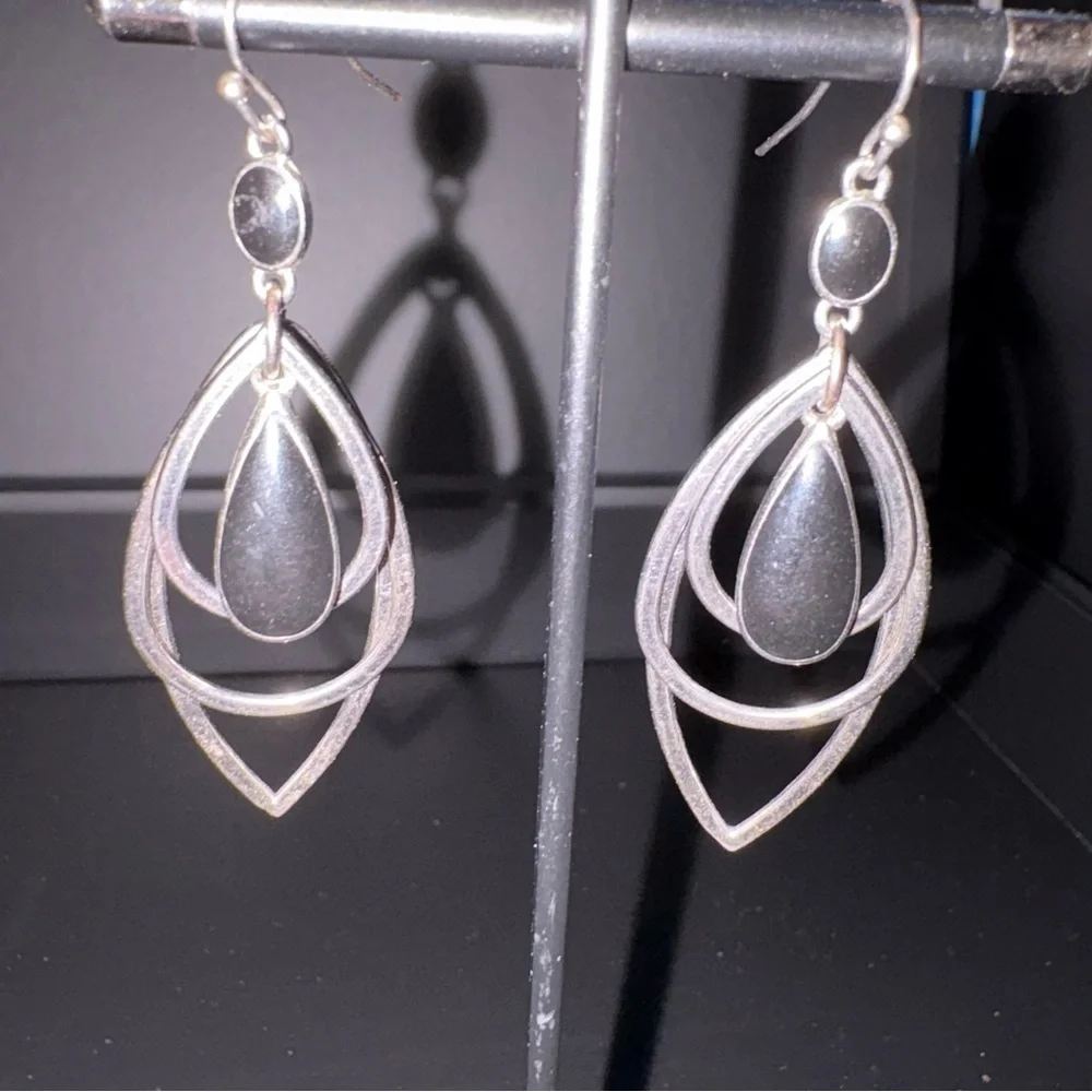 Lia Sophia Silver and Black Geometric Earrings